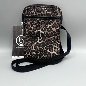 Baggallini Arlington Mini Black and Brown Leopard Crossbody Bag